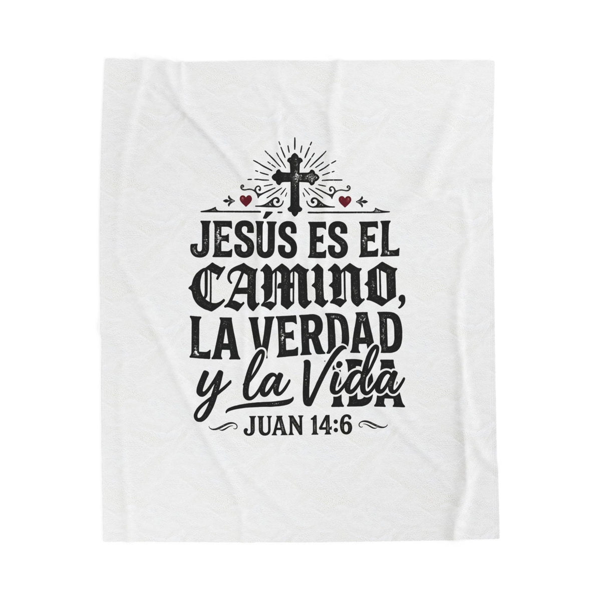 Velveteen Plush Blanket — "Jesús es el Camino, la Verdad y la Vida" Spanish Bible Verse Throw
