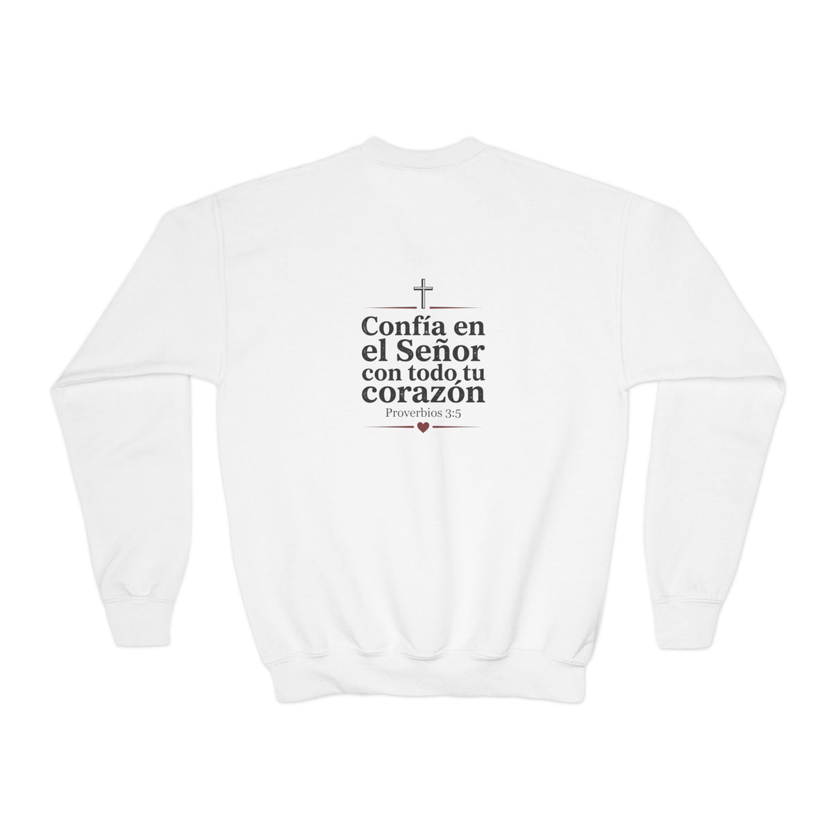 Youth Crewneck Sweatshirt – Spanish Christian Faith “Confía en el Señor”