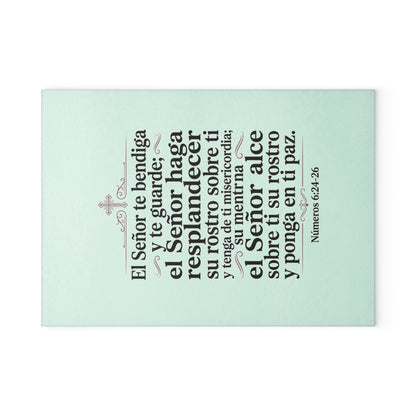 Glass Cutting Board — Spanish Blessing Verse (Números 6:24-26) Decorative Kitchen Plaque