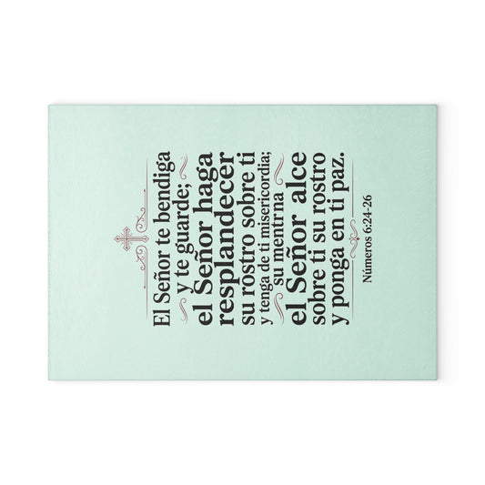 Glass Cutting Board — Spanish Blessing Verse (Números 6:24-26) Decorative Kitchen Plaque