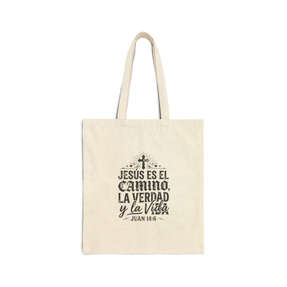 Christian Canvas Tote Bag - "Jesús es el camino, la verdad y la vida" (Juan 14:6)