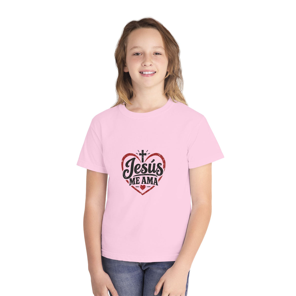 Youth T-Shirt Jesús Me Ama Christian Faith Tee
