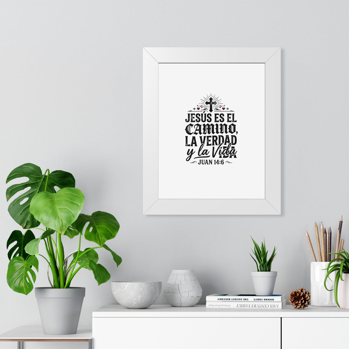 Religious Poster - "Jesús es el camino, la verdad y la vida" (Juan 14:6) Framed Wall Art