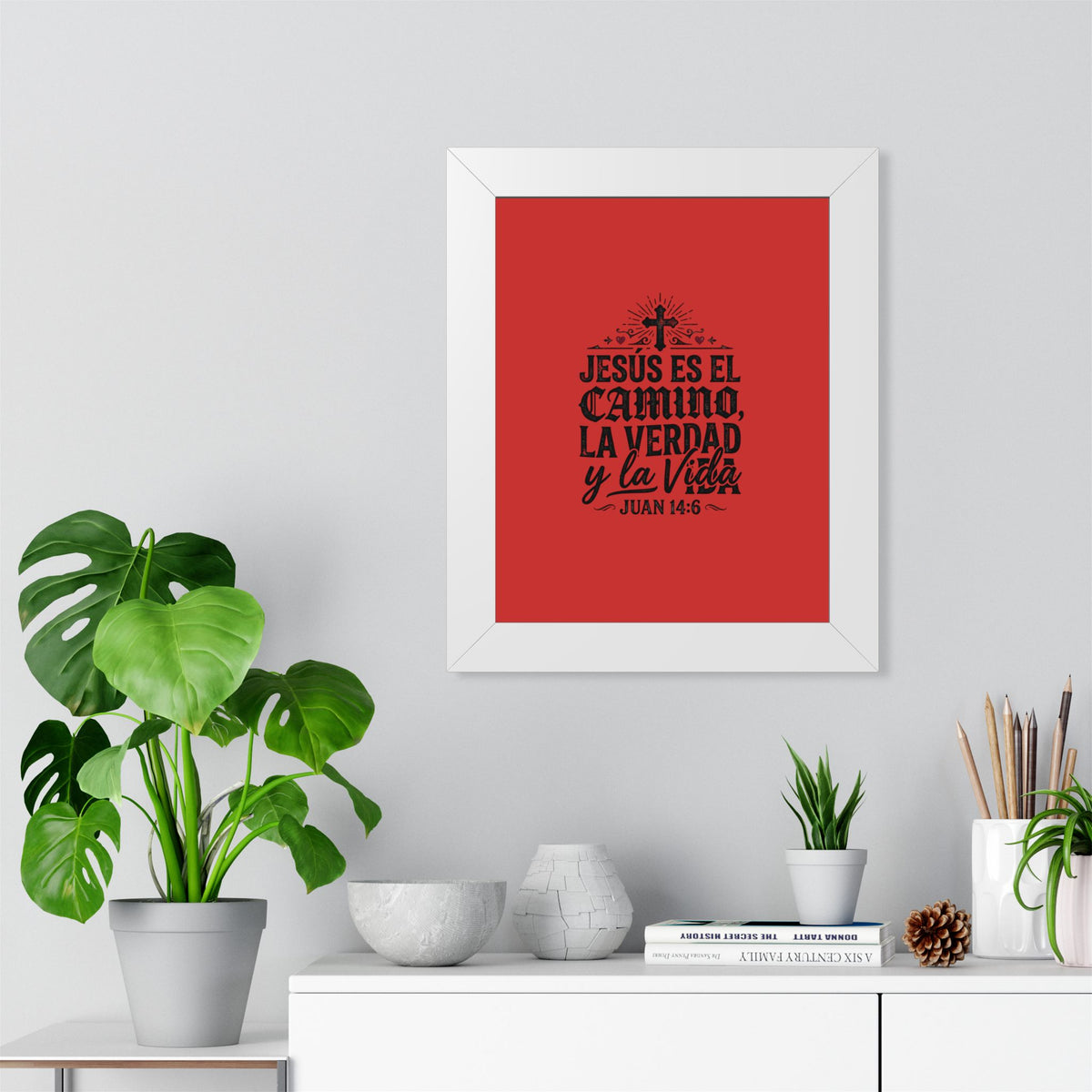 Copy of Religious Poster - "Jesús es el camino, la verdad y la vida" (Juan 14:6) Framed Wall Art