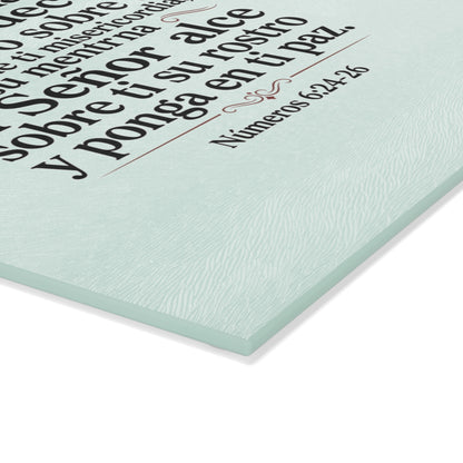 Glass Cutting Board — Spanish Blessing Verse (Números 6:24-26) Decorative Kitchen Plaque