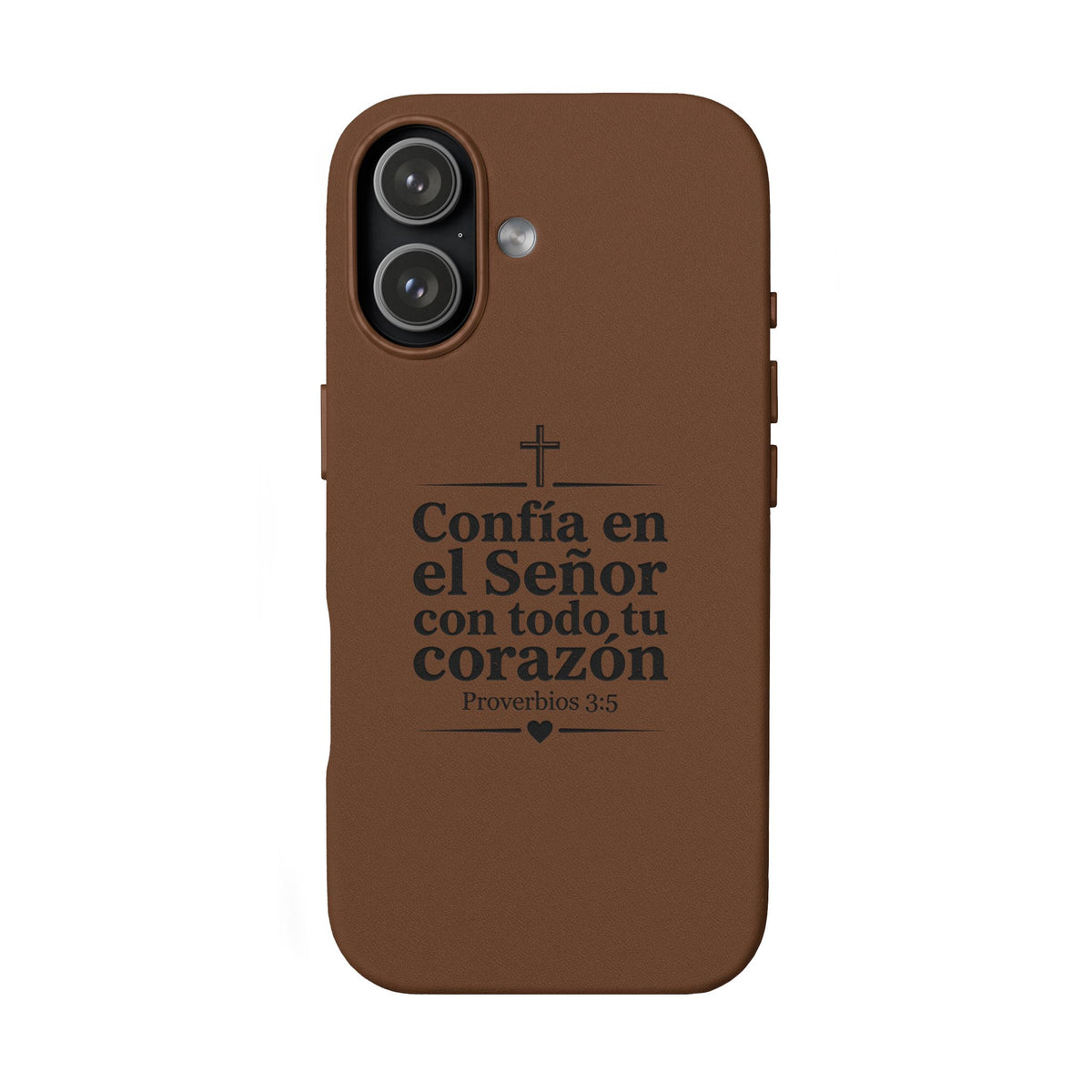 Engraved PU Leather Phone Case — "Confía en el Señor con todo tu corazón" (Proverbios 3:5)