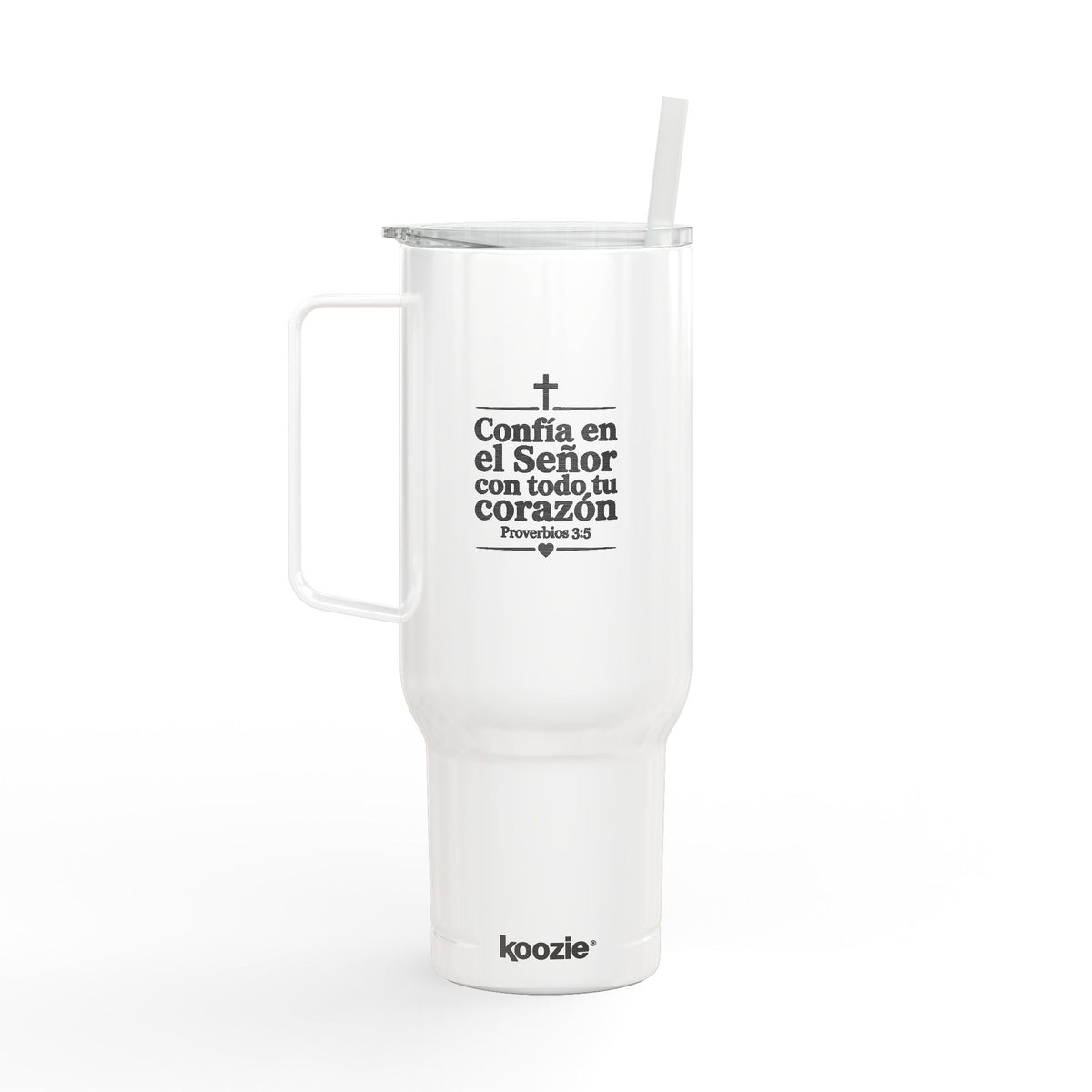 Engraved 40oz Insulated Tumbler with Lid & Straw – Faith Cross Design