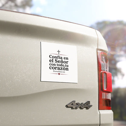 Car Magnet — "Confía en el Señor con todo tu corazón" (Proverbios 3:5) - Spanish Christian Scripture Car Magnet
