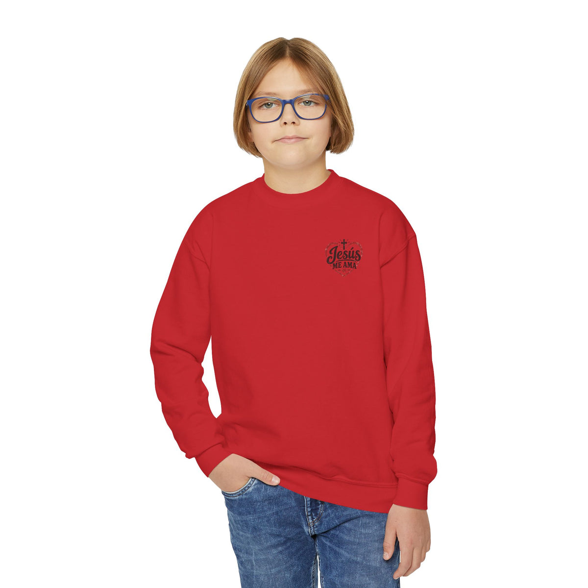 Youth Crewneck Sweatshirt – Spanish Christian Faith “Confía en el Señor”