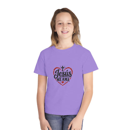 Youth T-Shirt Jesús Me Ama Christian Faith Tee