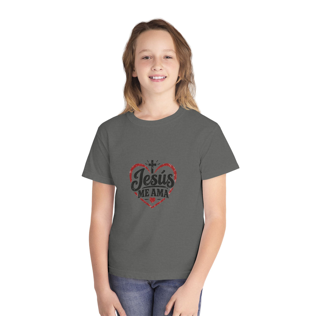 Youth T-Shirt Jesús Me Ama Christian Faith Tee
