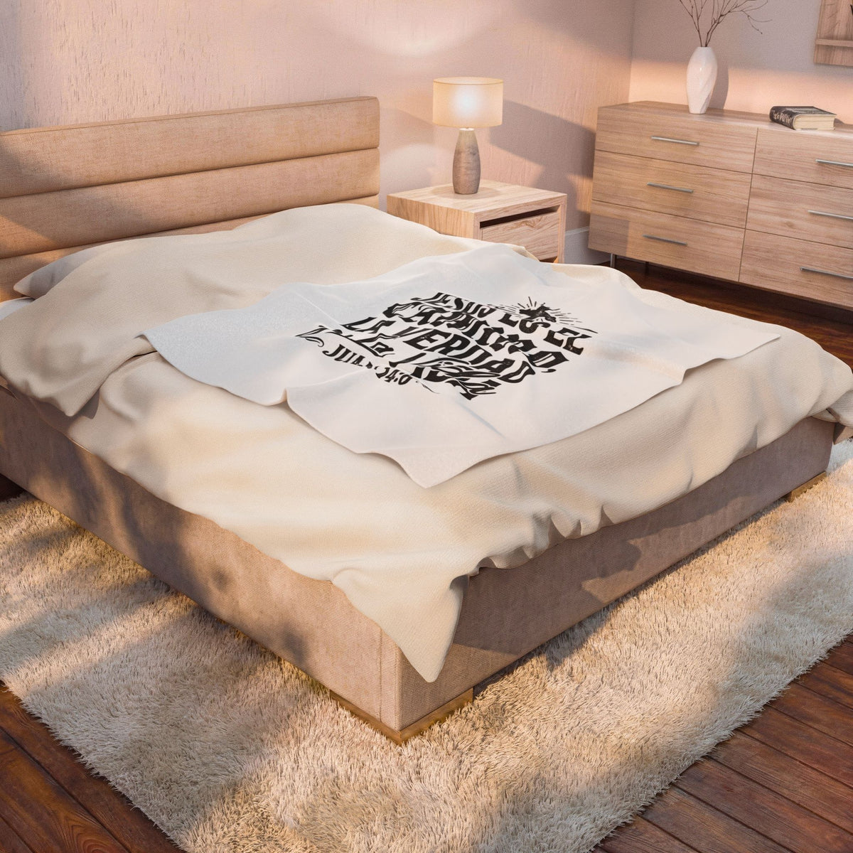 Velveteen Plush Blanket — "Jesús es el Camino, la Verdad y la Vida" Spanish Bible Verse Throw