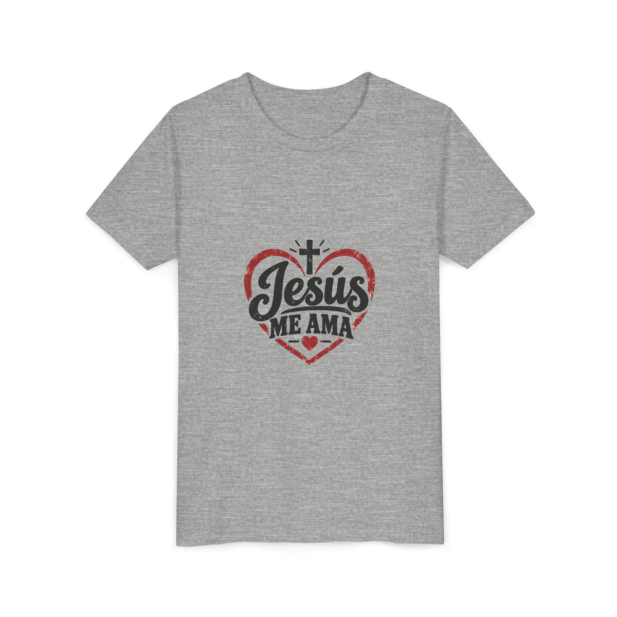 Kids 'Jesus Me Ama' Heart Tee — Youth Christian Short Sleeve Shirt