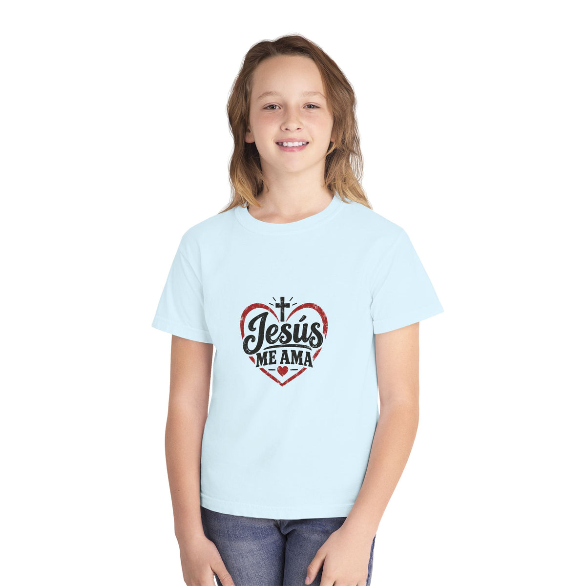 Youth T-Shirt Jesús Me Ama Christian Faith Tee