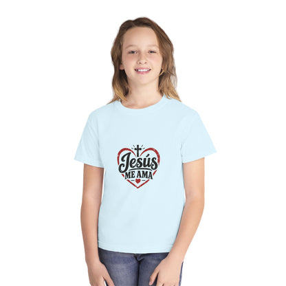 Youth T-Shirt Jesús Me Ama Christian Faith Tee
