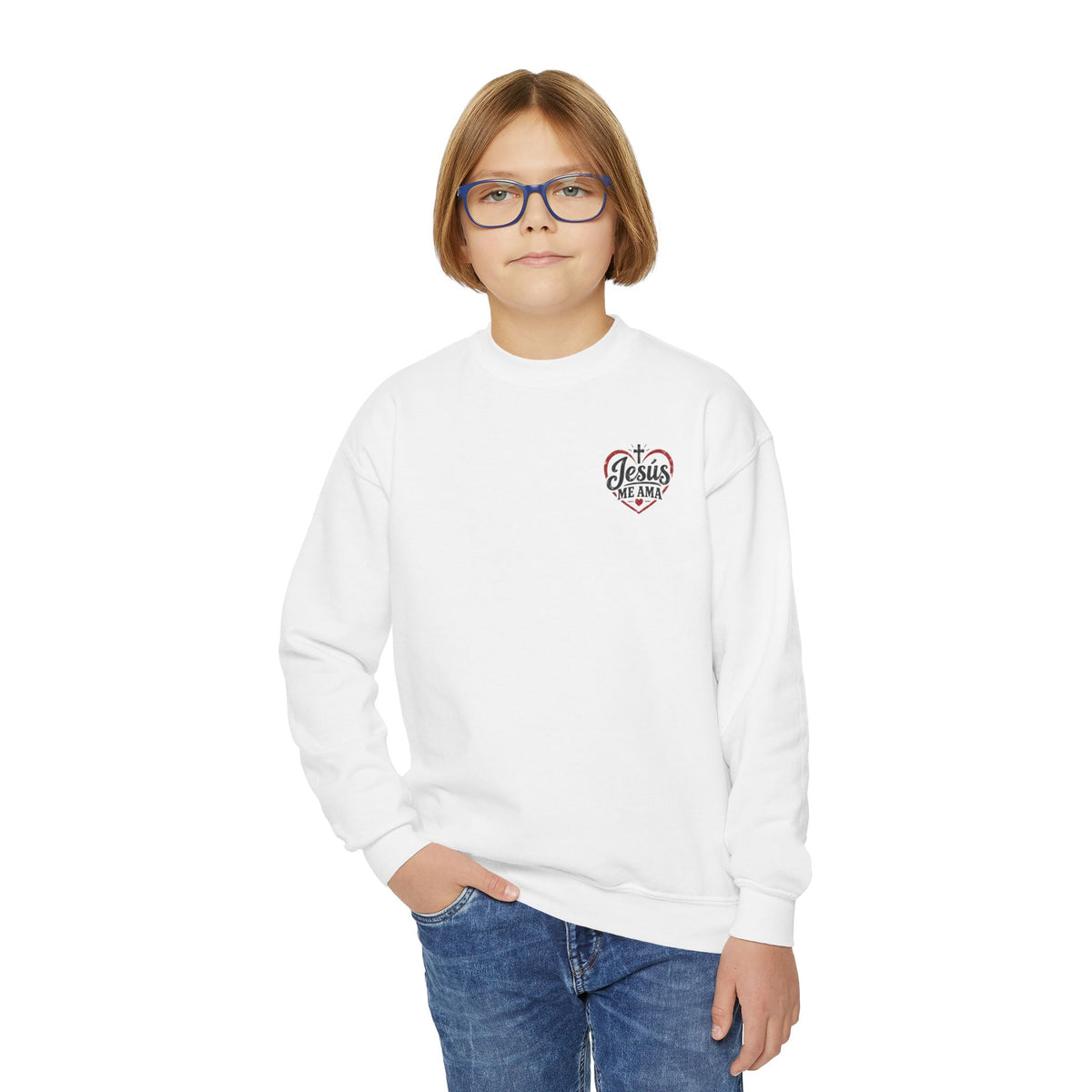 Youth Crewneck Sweatshirt – Spanish Christian Faith “Confía en el Señor”