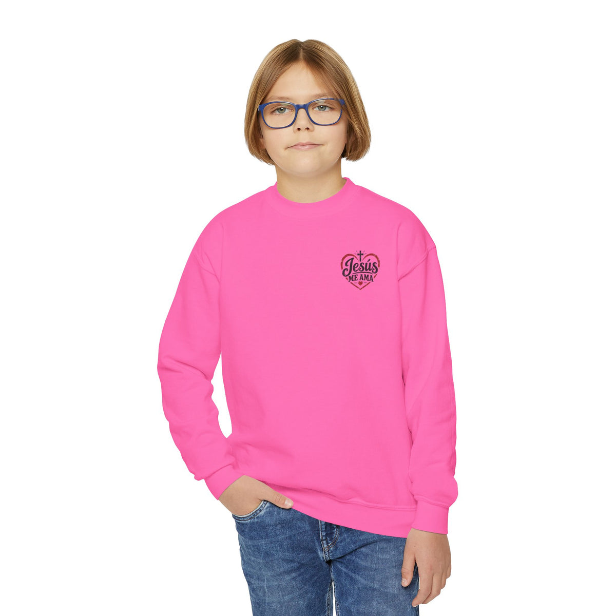 Youth Crewneck Sweatshirt – Spanish Christian Faith “Confía en el Señor”