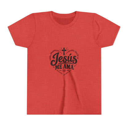 Kids 'Jesus Me Ama' Heart Tee — Youth Christian Short Sleeve Shirt