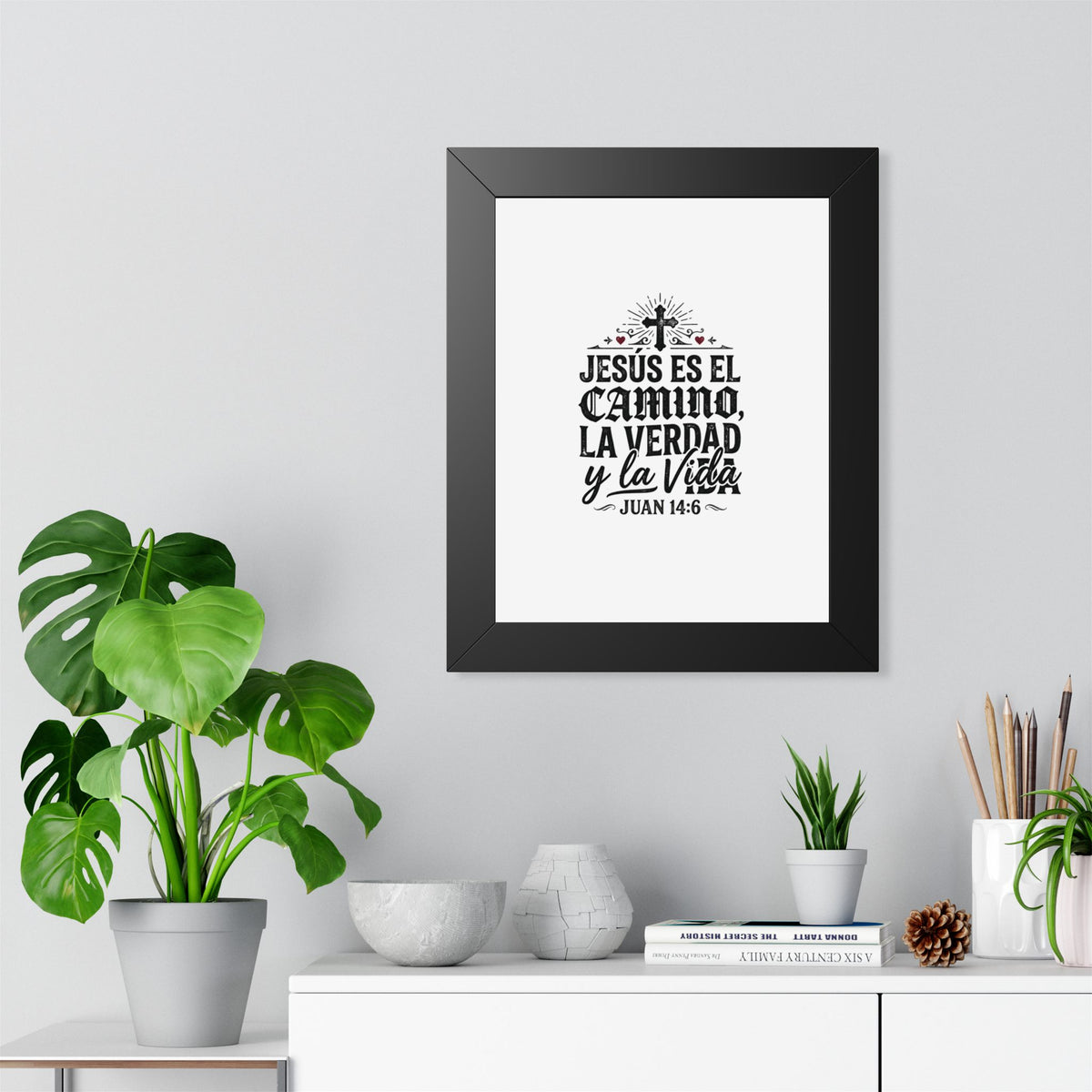 Religious Poster - "Jesús es el camino, la verdad y la vida" (Juan 14:6) Framed Wall Art