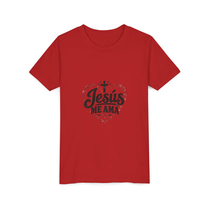 Kids 'Jesus Me Ama' Heart Tee — Youth Christian Short Sleeve Shirt