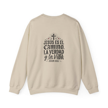 Christian Crewneck Sweatshirt — "Jesús es el Camino, la Verdad y la Vida" (Juan 14:6)