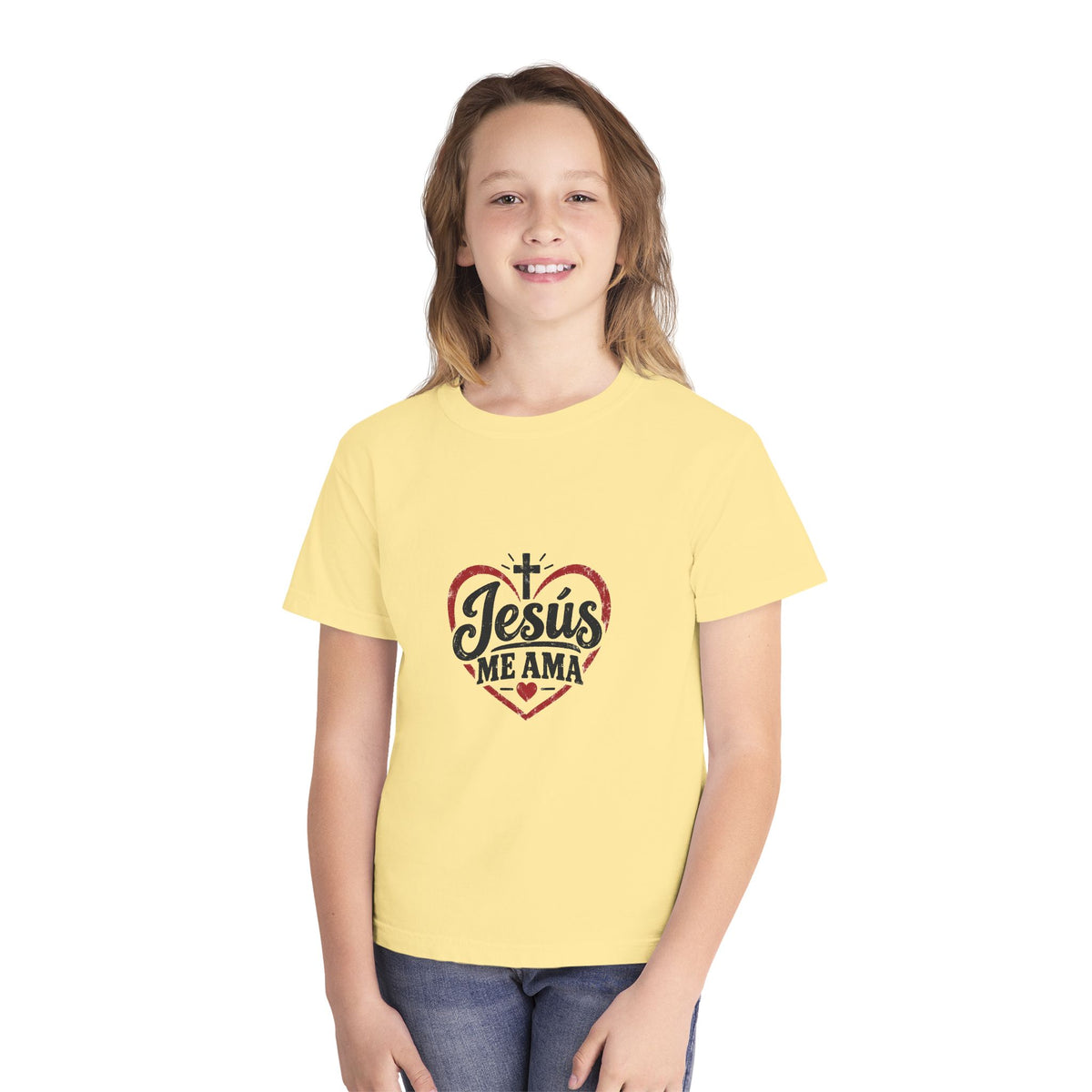 Youth T-Shirt Jesús Me Ama Christian Faith Tee