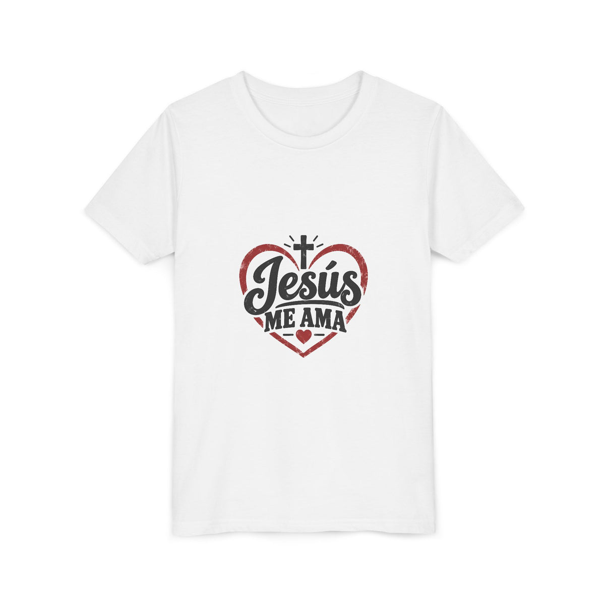 Kids 'Jesus Me Ama' Heart Tee — Youth Christian Short Sleeve Shirt