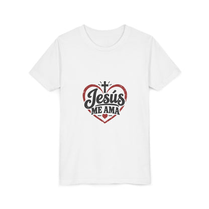 Kids 'Jesus Me Ama' Heart Tee — Youth Christian Short Sleeve Shirt
