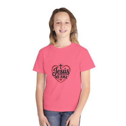 Youth T-Shirt Jesús Me Ama Christian Faith Tee