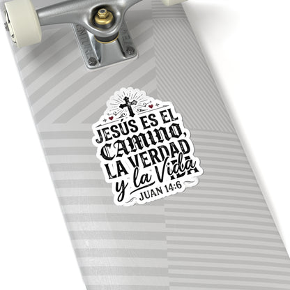 Religious Sticker — “Jesús es el Camino, la Verdad y la Vida” (Juan 14:6) Kiss-Cut Vinyl Sticker