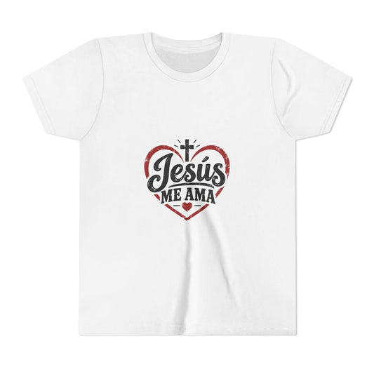 Kids 'Jesus Me Ama' Heart Tee — Youth Christian Short Sleeve Shirt