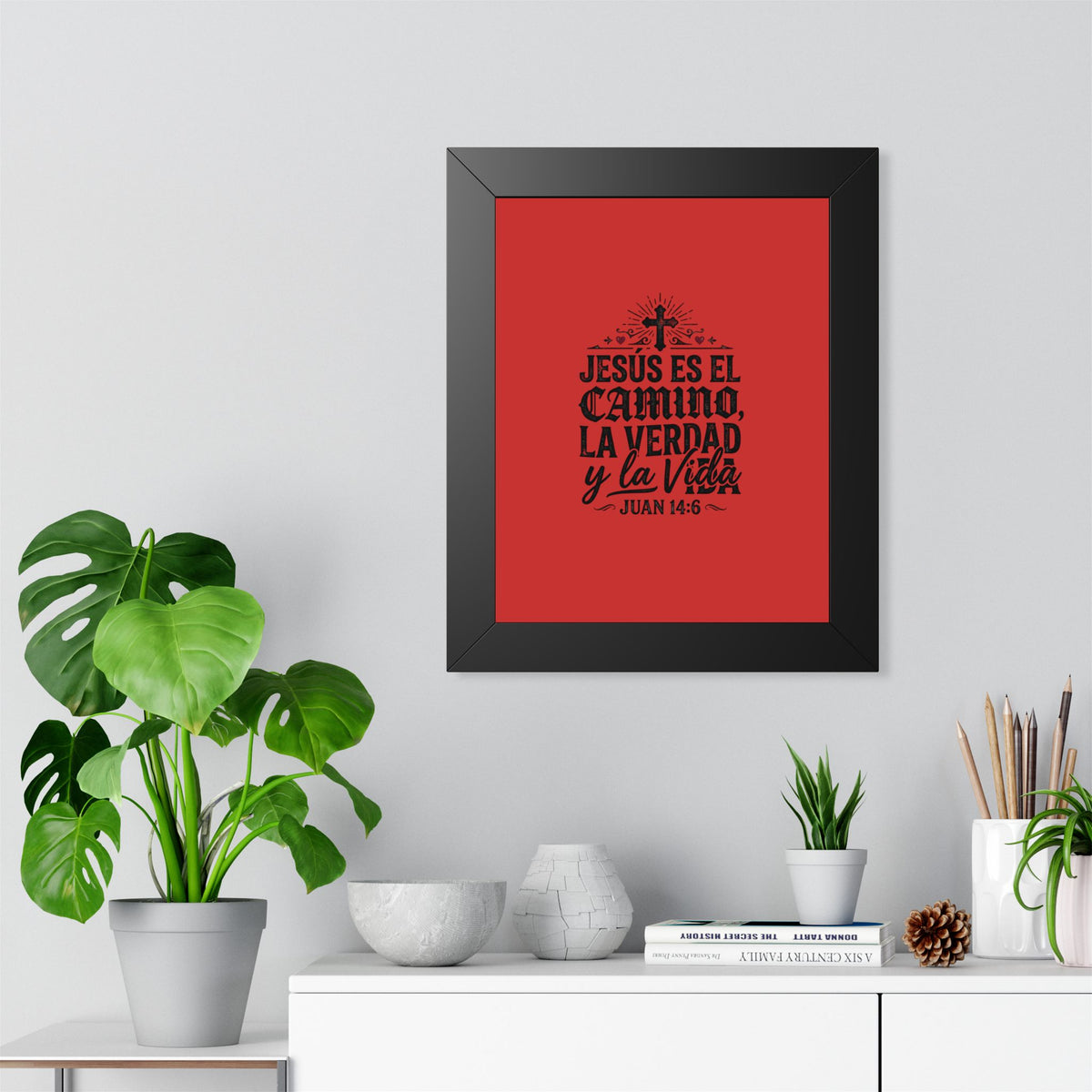 Copy of Religious Poster - "Jesús es el camino, la verdad y la vida" (Juan 14:6) Framed Wall Art