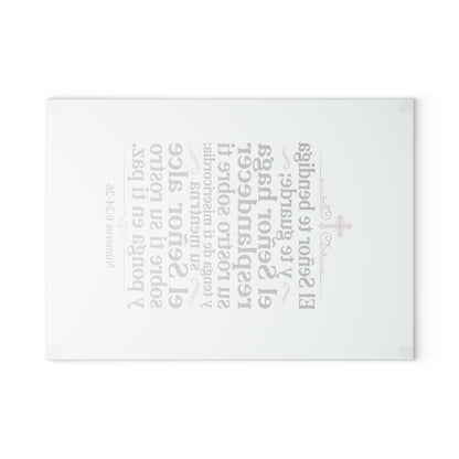 Glass Cutting Board — Spanish Blessing Verse (Números 6:24-26) Decorative Kitchen Plaque